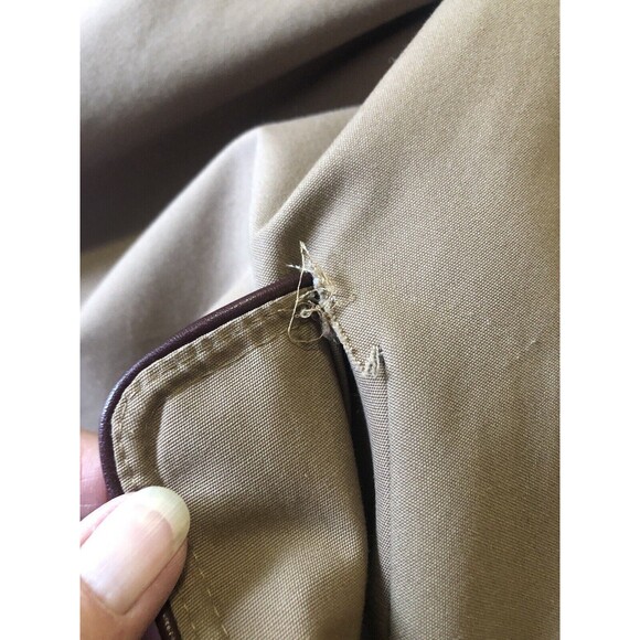 Etienne Aigner Reversible Trench Coat Womens Size 8P Oxblood/Khaki Leather Trim - Picture 11 of 15